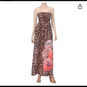 Strapless Cheetah Long Dress